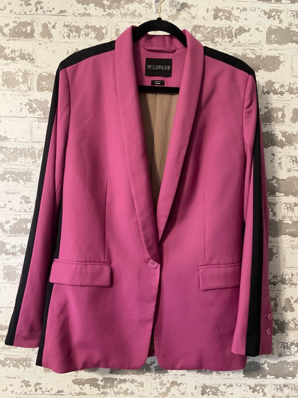Wildfang Empower Pink Black Tux Blazer XL Colorblock Power Jacket